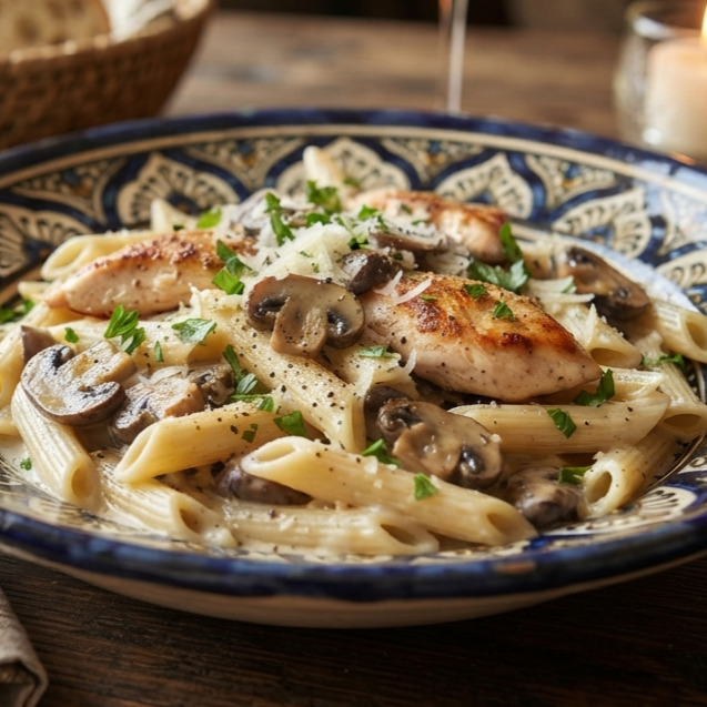 Kremalı Mantarlı Tavuklu Penne