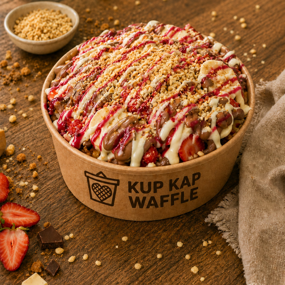 Frambuaz Çikolata Soslu Kup Kap Waffle