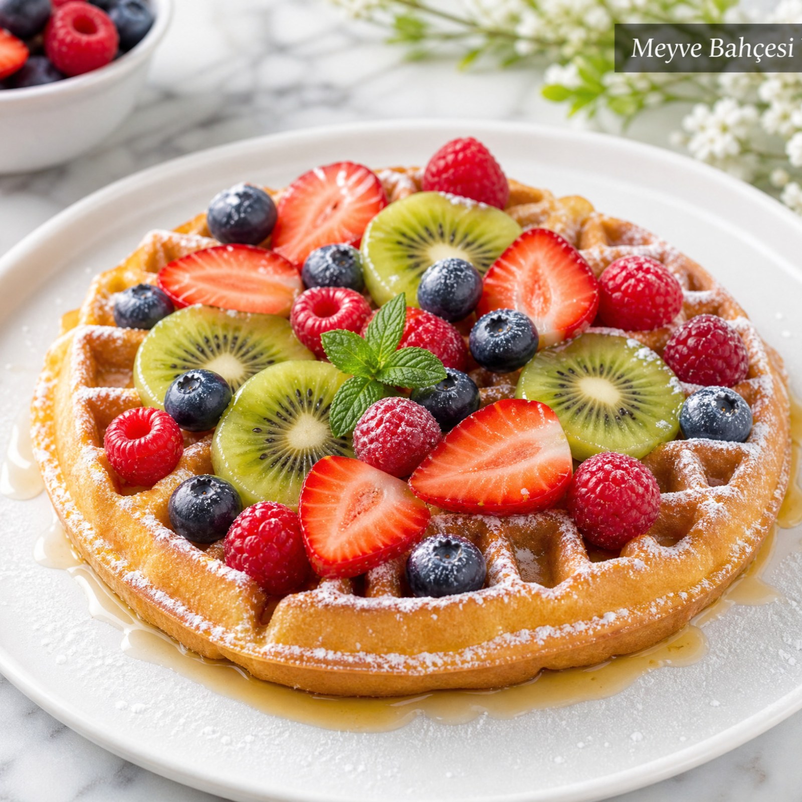Meyve Bahçesi Waffle (Çikolatasız / Hafif)