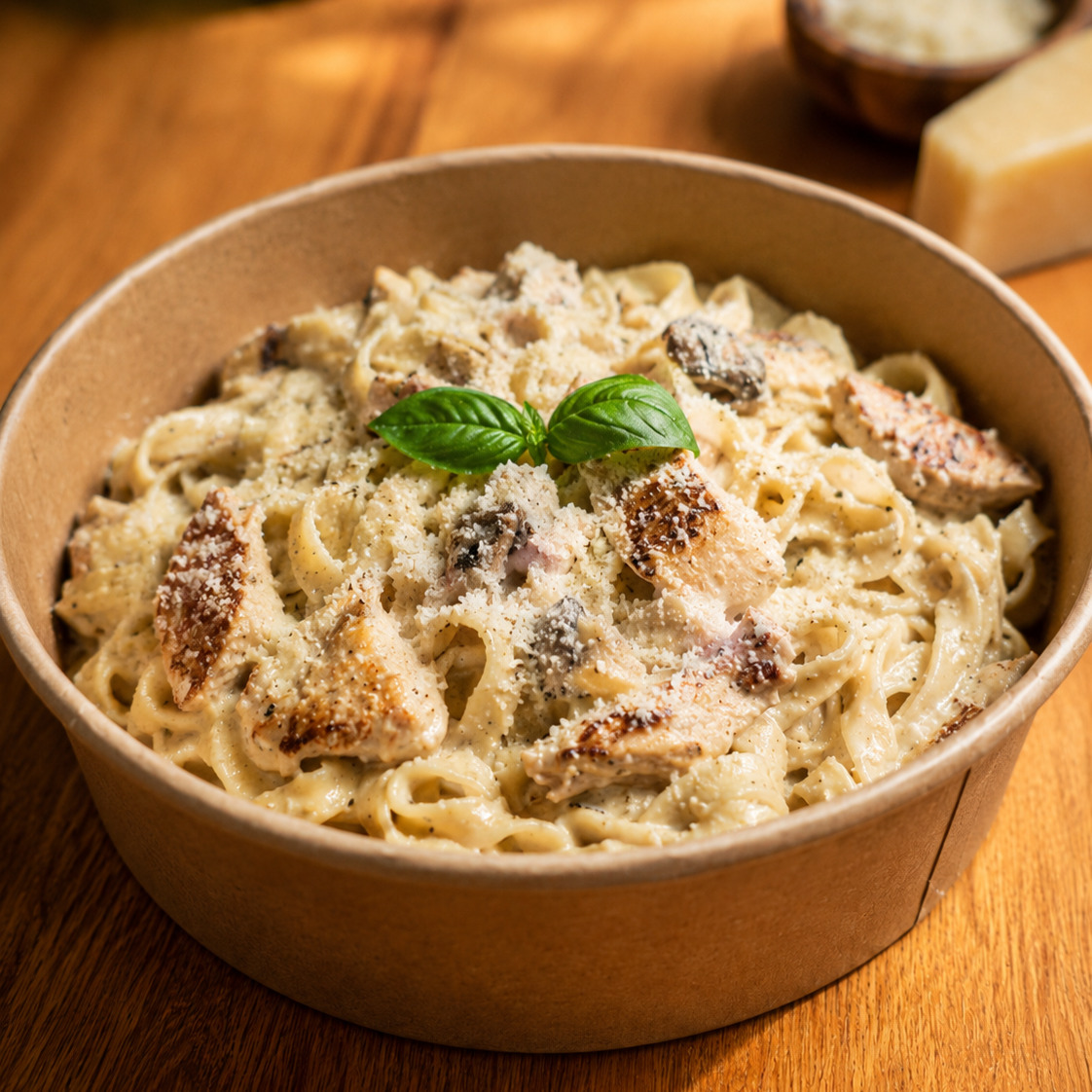 El Yapımı Tavuklu Alfredo Fettuccine (Büyük)
