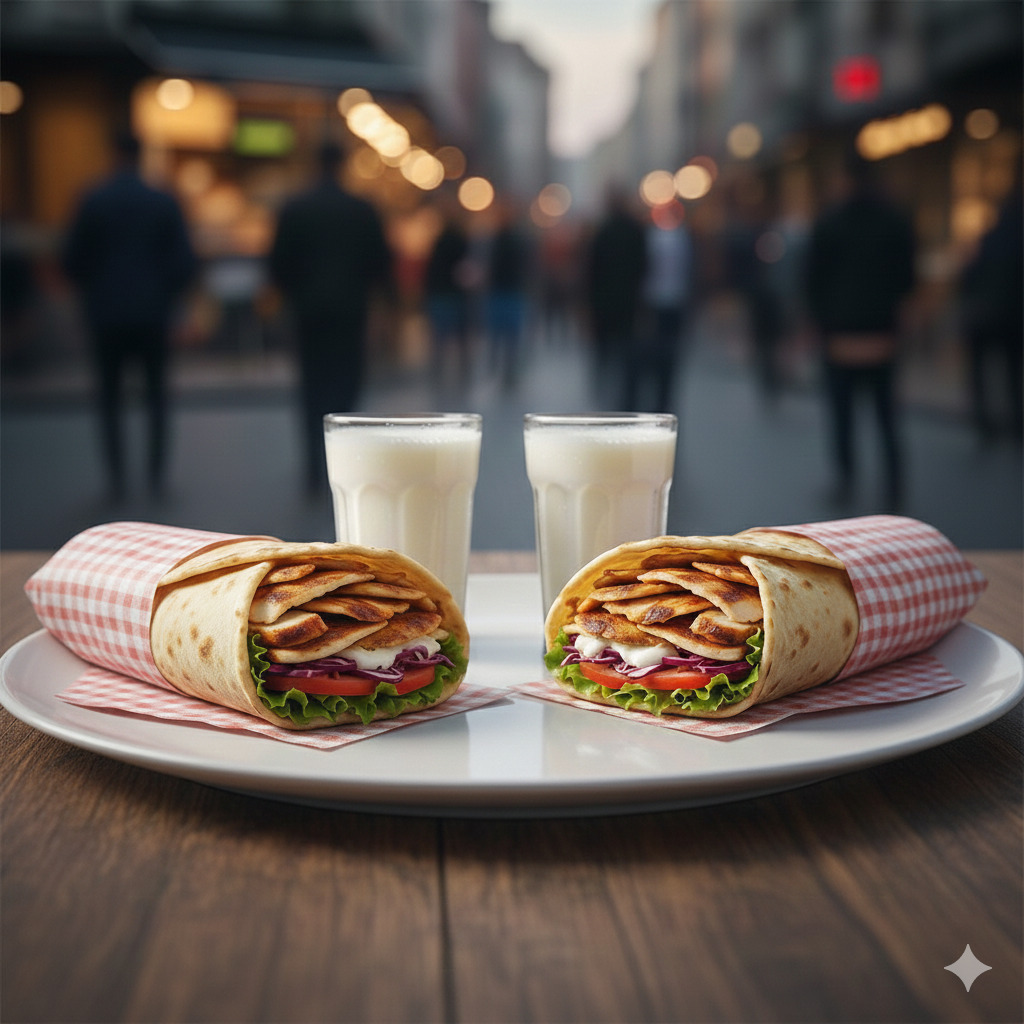 2 Li Tavuk Döner Dürüm ( Lavaş) + 2 Ayran 170ml