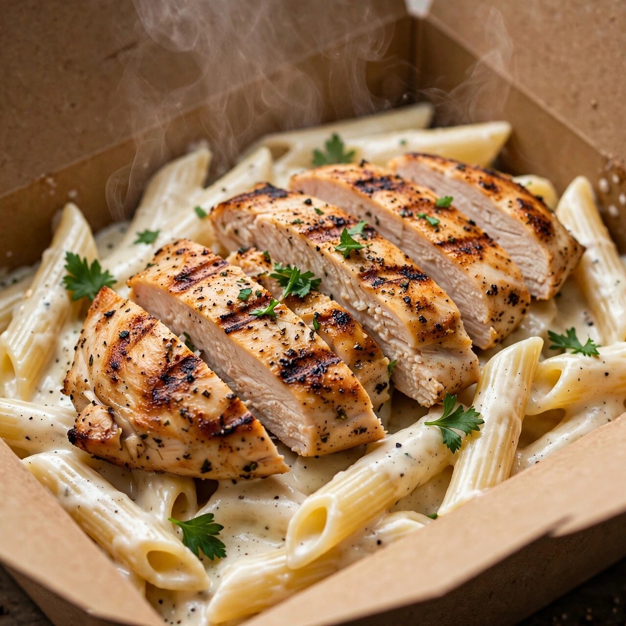 Izgara Tavuklu Kremalı Penne