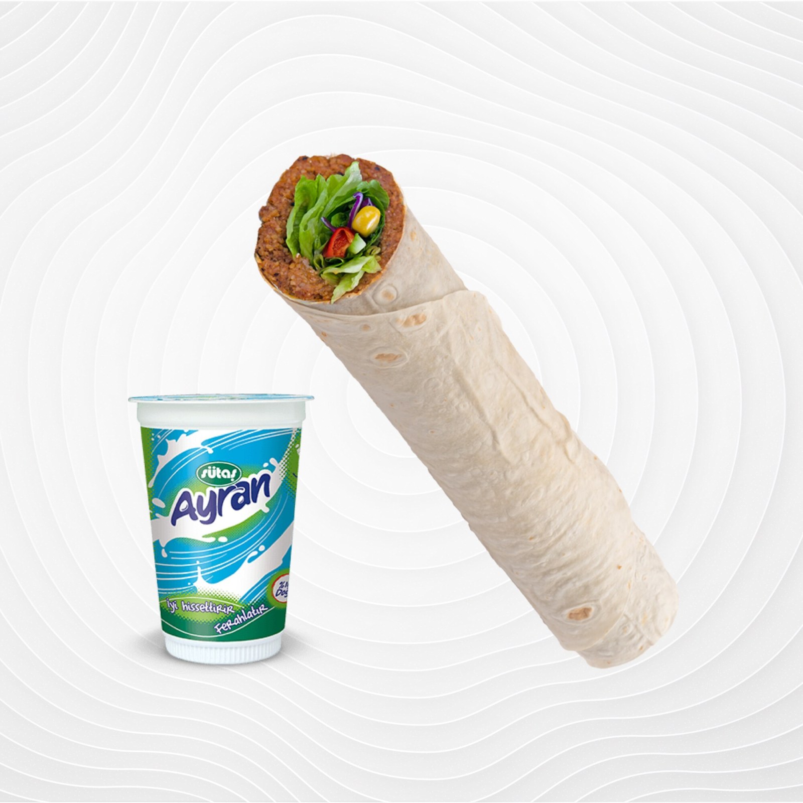 Çiğ Köfte Dürüm (100 Gr) + Küçük Ayran