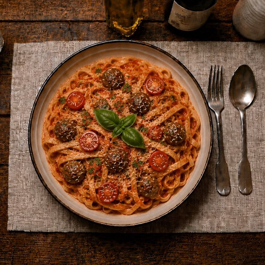 İtalyan Köfteli Fettuccine