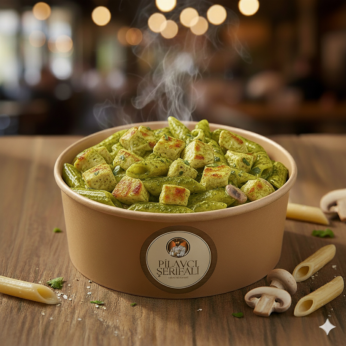 Tavuklu Pesto Soslu Makarna