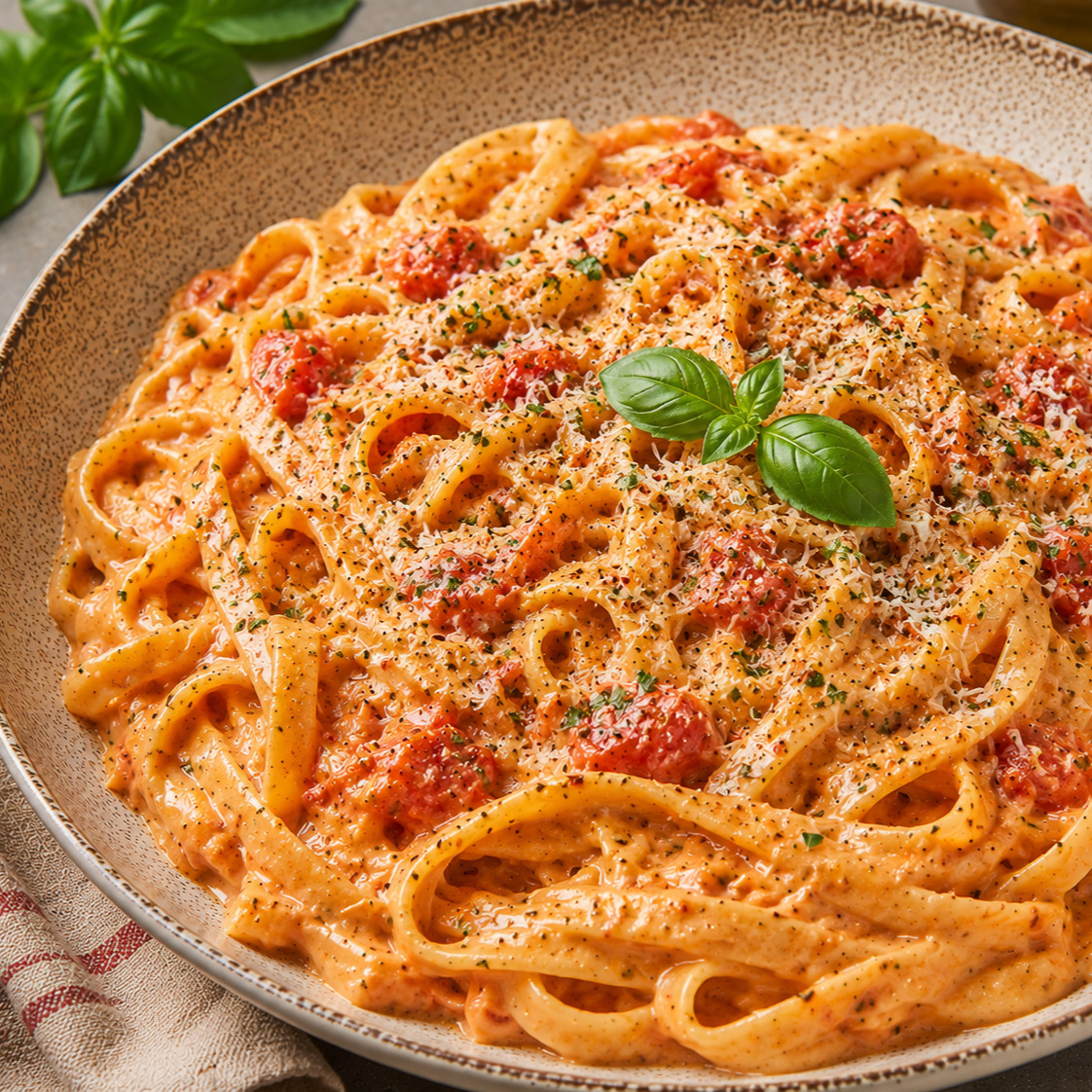 Napoliten Soslu Kremalı Fettuccine Alfredo Makarnaa