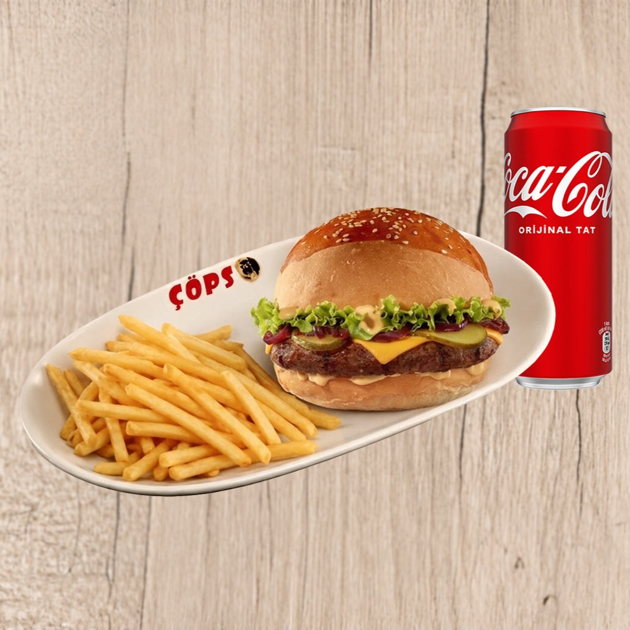 Şefin Dana Cheese Burger (100 gr) & Coca-Cola (33 cl.)