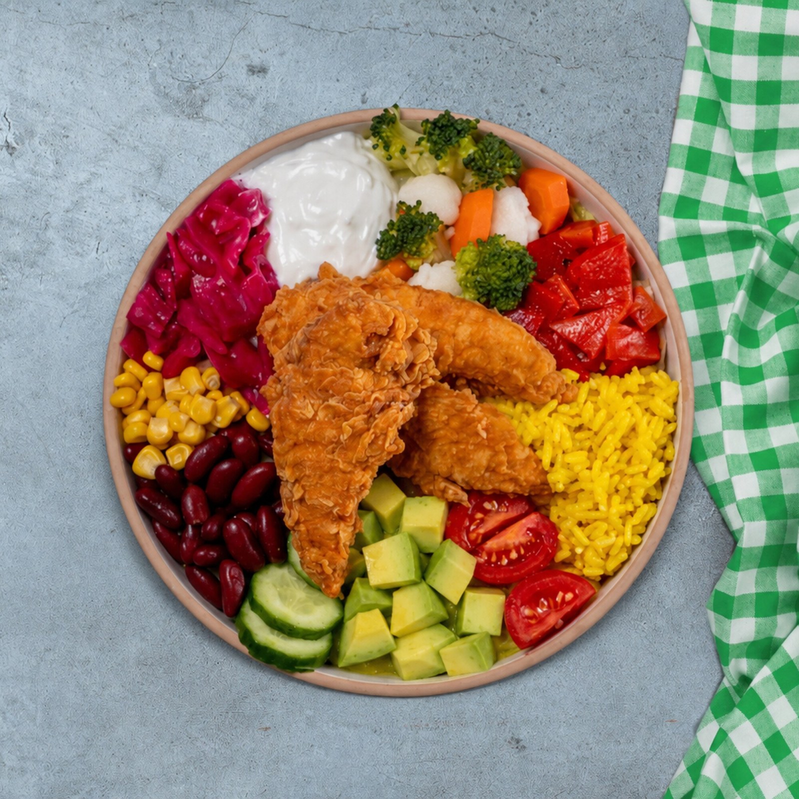 Çıtır Tavuklu Çeşit Bowl