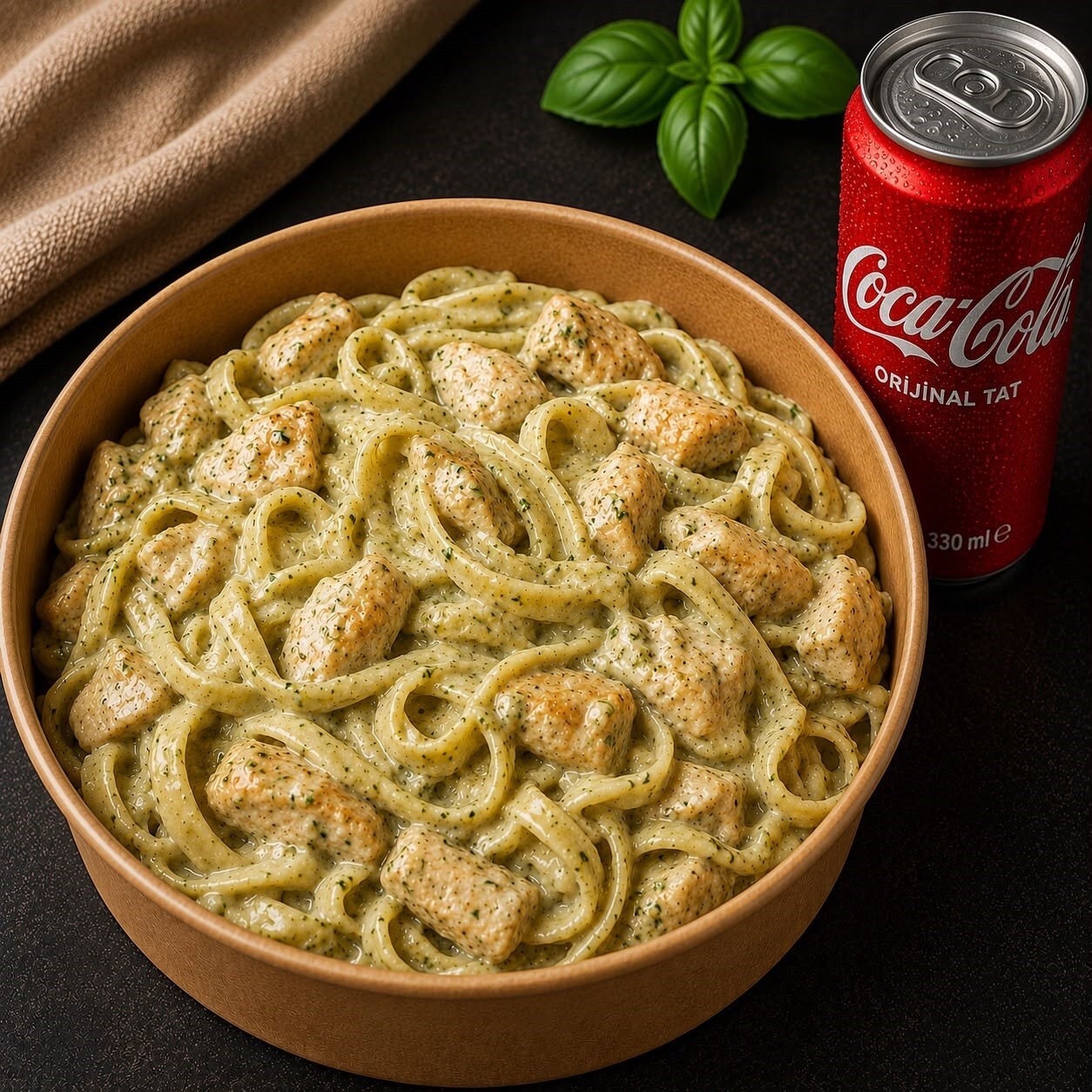 Fettuccine Alfredo Tavuklu +İçecek