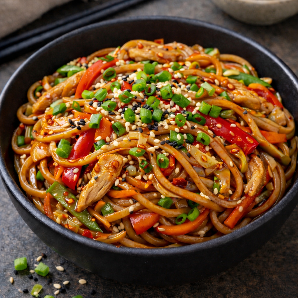 Acı Soslu Tavuklu Noodle
