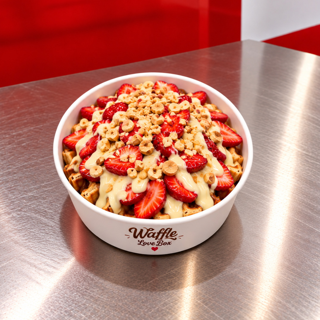 Strawberry Love Bowl Waffle (Küçük Hamur)