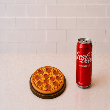 Küçük Boy Sucuk Mısır Pizza & Kutu İçecek (330 Ml)