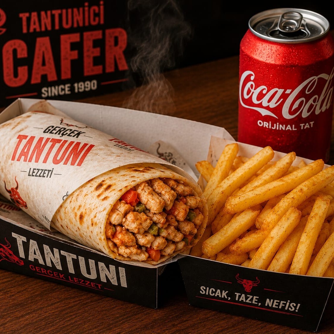 Tavuk Tantuni Dürüm+Patates+Coca Cola,