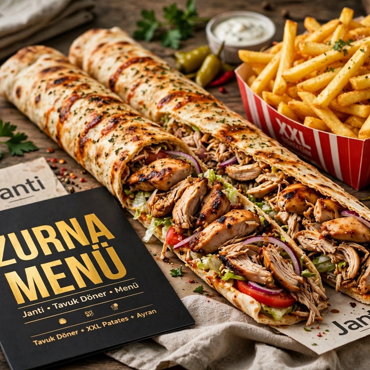 Janti Soslu Zurna Tavuk Döner Dürüm Menü