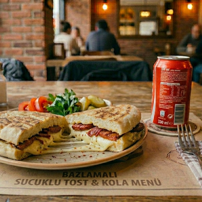Bazlamalı Sucuklu Tost ve Kola 330 ml