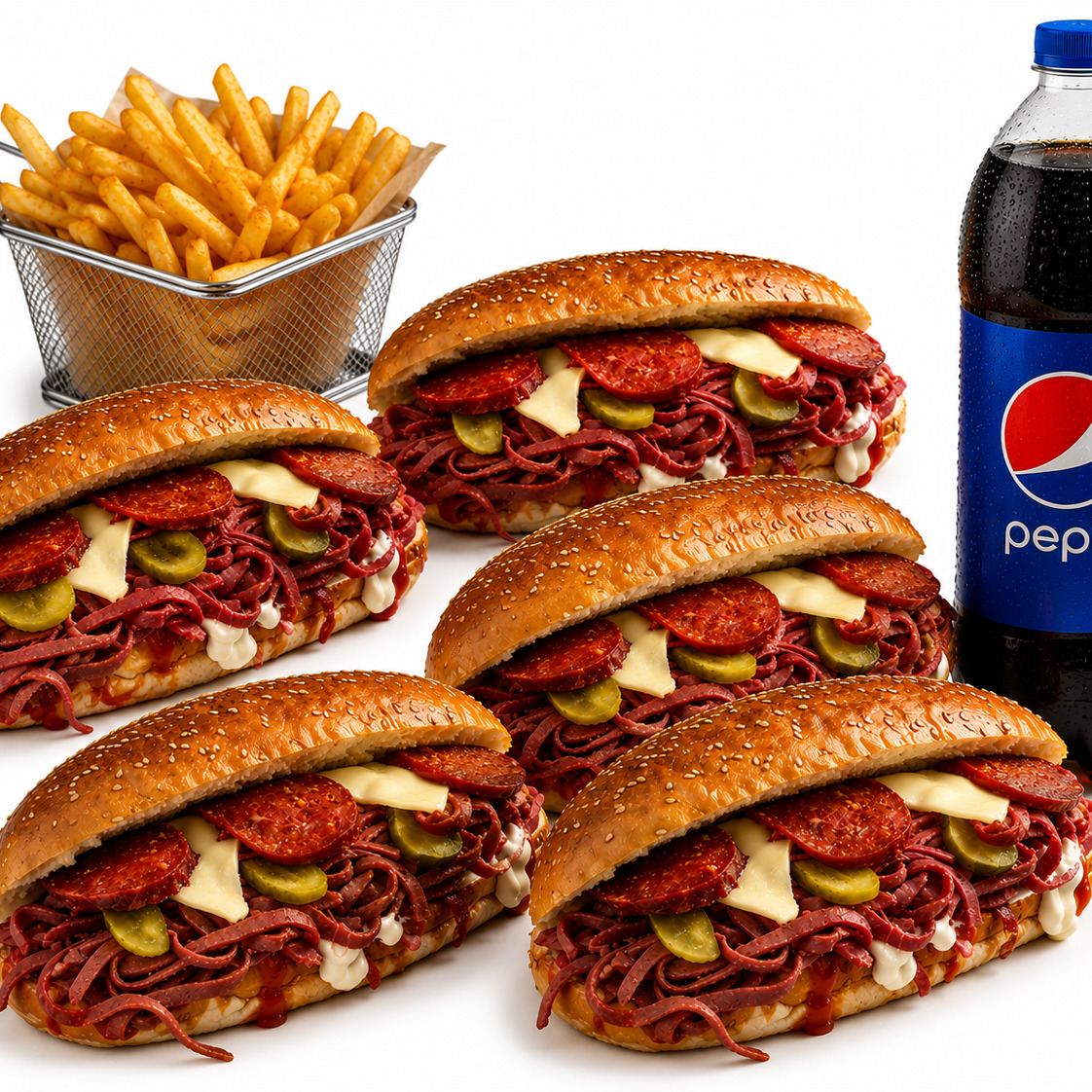 🥪🍟🥤 5 Adet Kumru + Patates Kızartması + Pepsi (1 L)