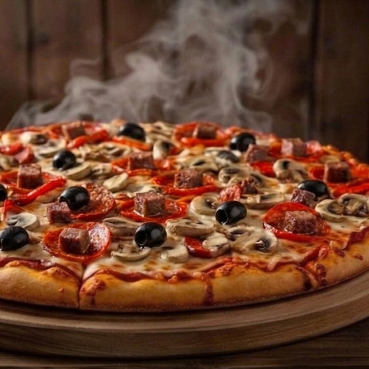 İtalyan Pizza (Büyük) VIP Live Sos Küp Sucuk Mantarlı Zeytinli Gurme Pizzacı Pizza