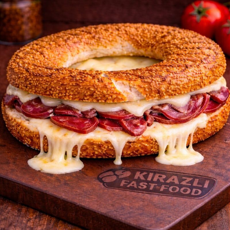 Pastırma Kaşarlı Simit Tost