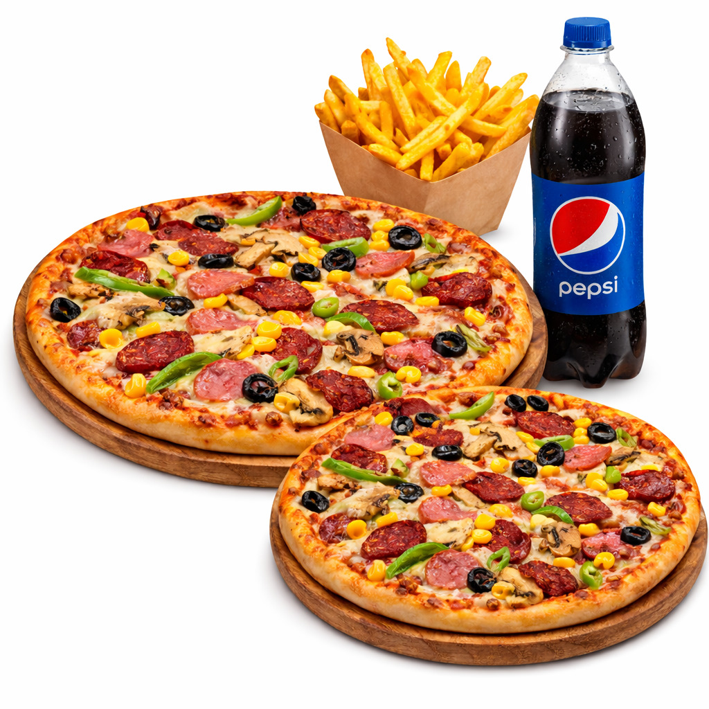 Ottoman Pizza (Büyük) & Ottoman pizza (Orta) & 1LT Pepsi & Orta patates kızartması