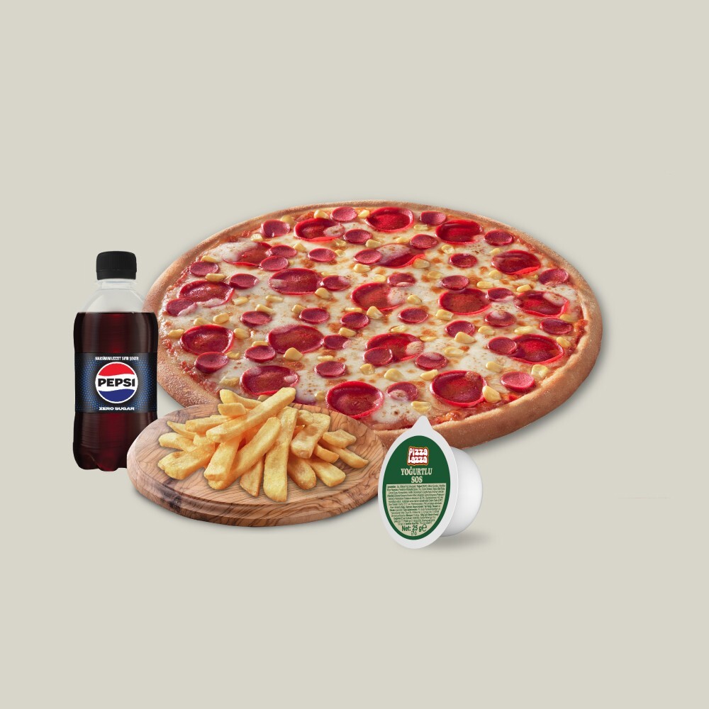 Küçük Boy Pizza + Yan Ürün + Pepsi Zero Sugar ( 330 ml.)