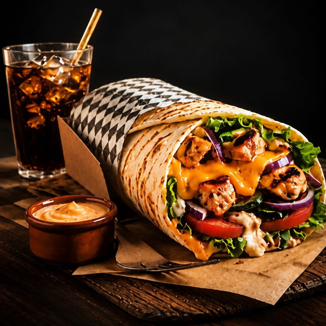 Cheddarlı tavuk döner Dürüm