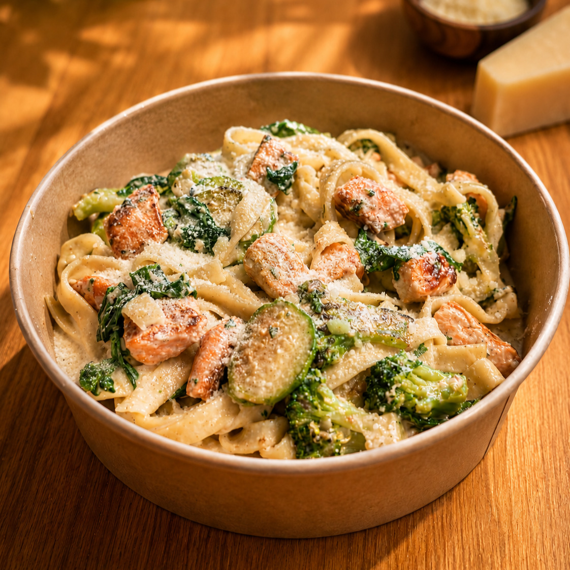 El Yapımı Somonlu Sebzeli Fettuccine (Büyük)