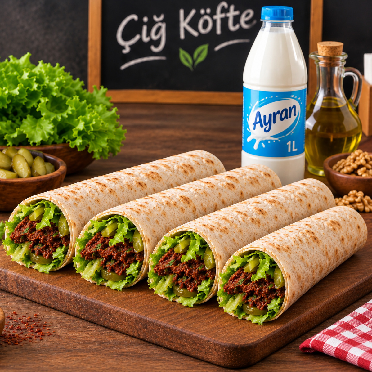 4'lü Çiğ Köfte Zeytinyağlı Cevizli Dürüm (100 gr) Menü