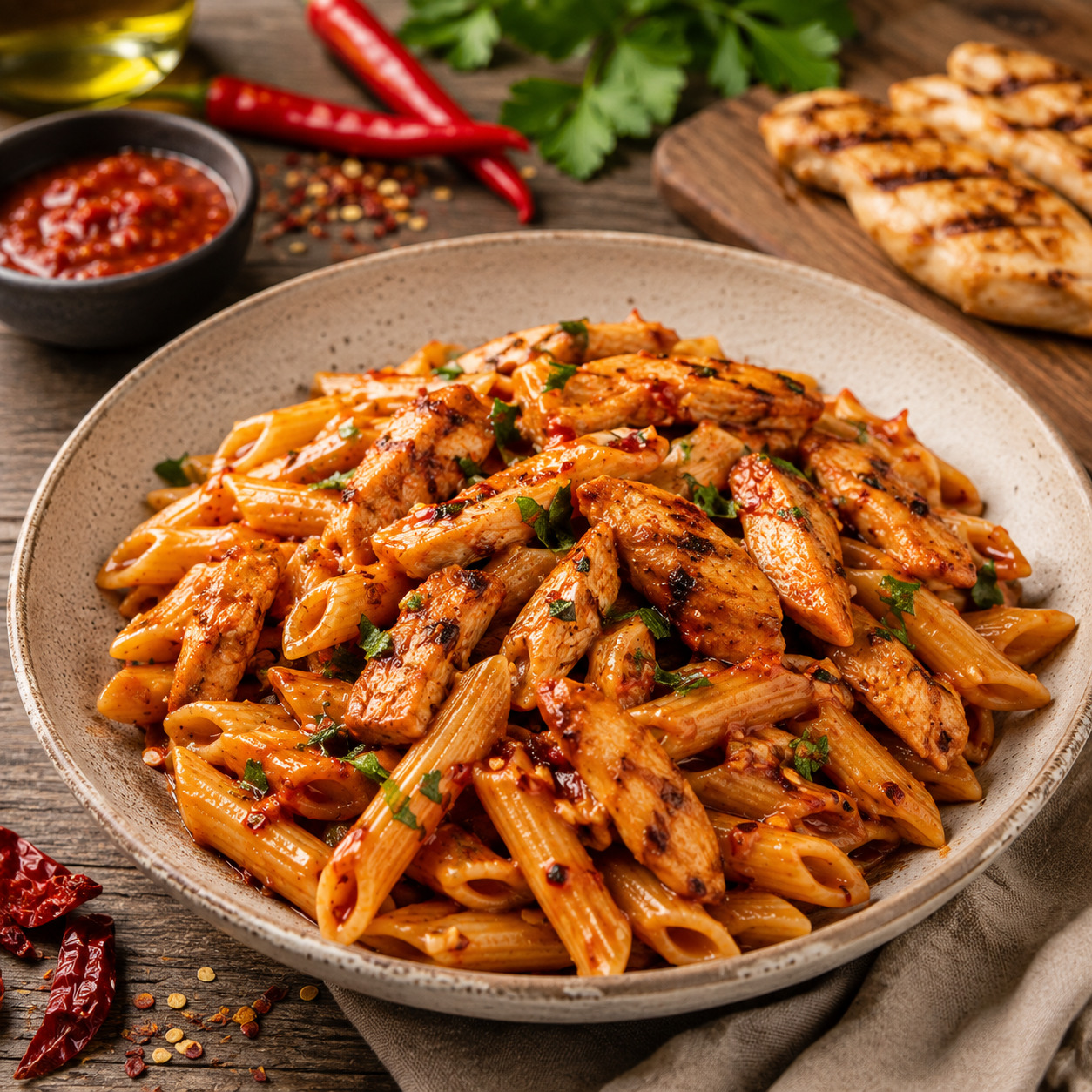 Chili Soslu Tavuklu Penne