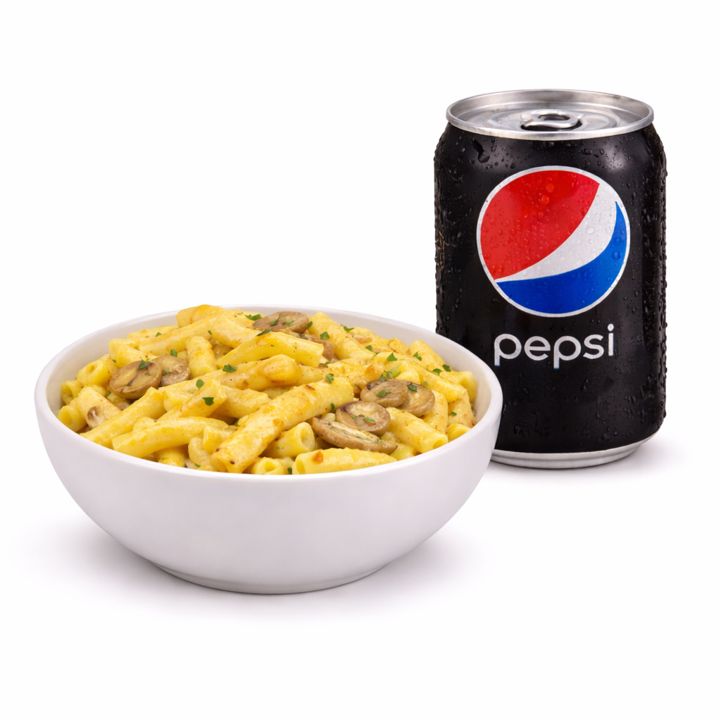 Köri Soslu Tavuklu Mantarlı Penne & Pepsi Max (33 cl.) Menü