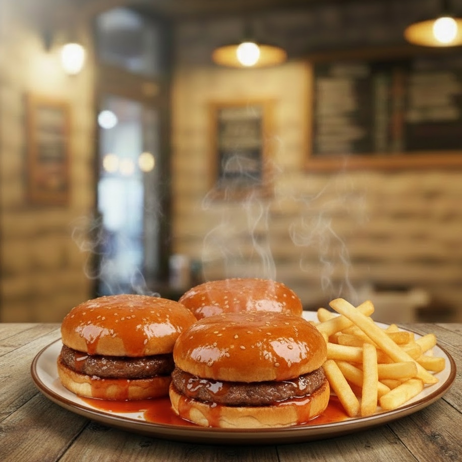 3'lü Islak Hamburger Menü