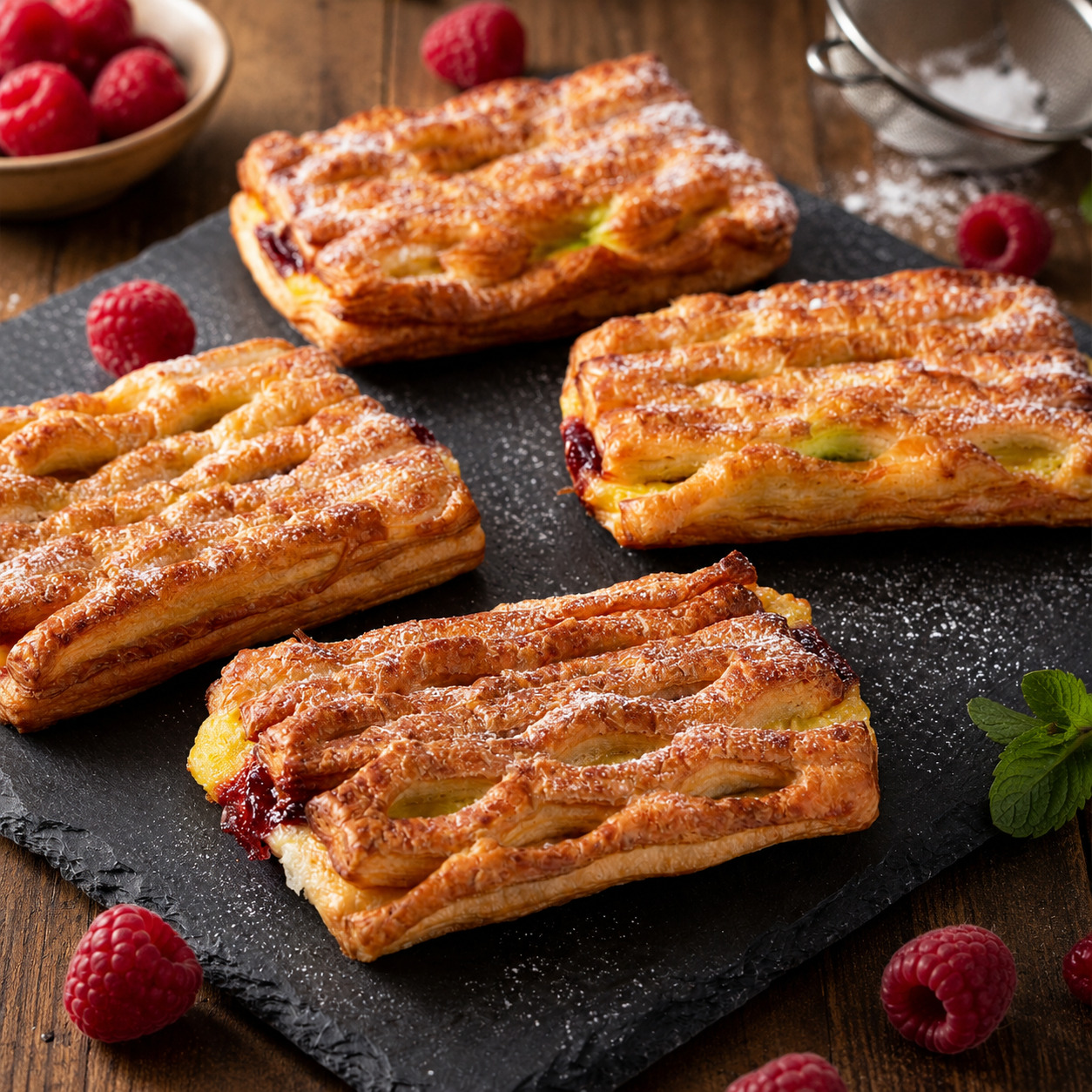 Frambuaz ve Muhallebili Çörek