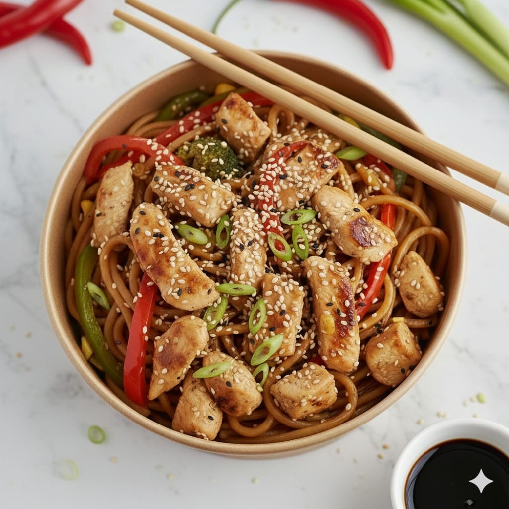 Tavuklu Sebzeli Noodle