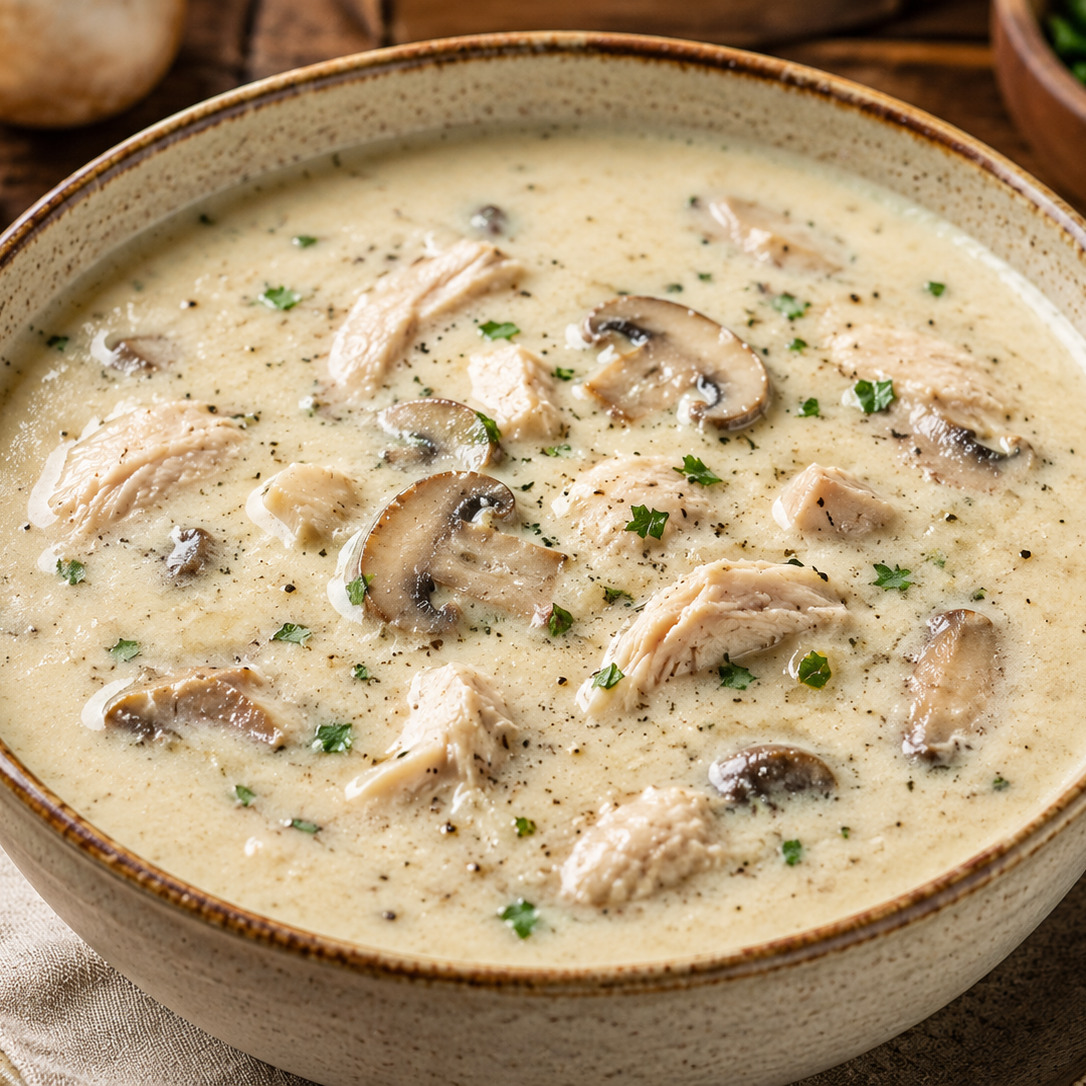 Kremalı Mantarlı Tavuk Çorbası
