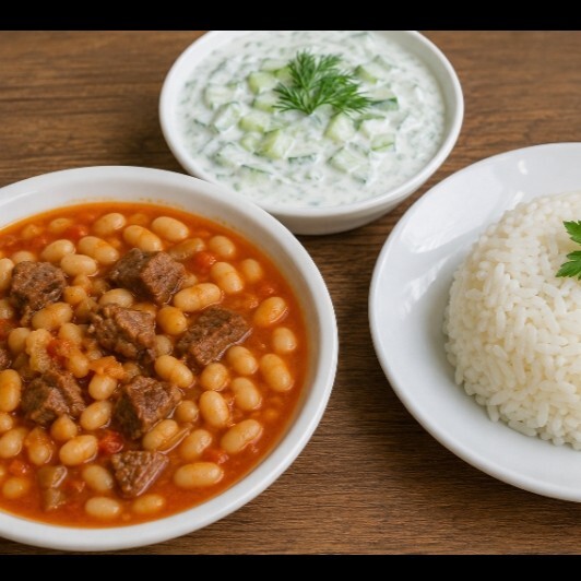 Etli Kuru Fasulye Pilav Cacık