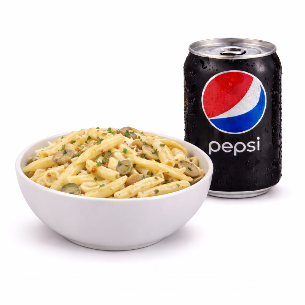 Kremalı Tavuk Mantarlı Penne & Pepsi Max (33 cl)