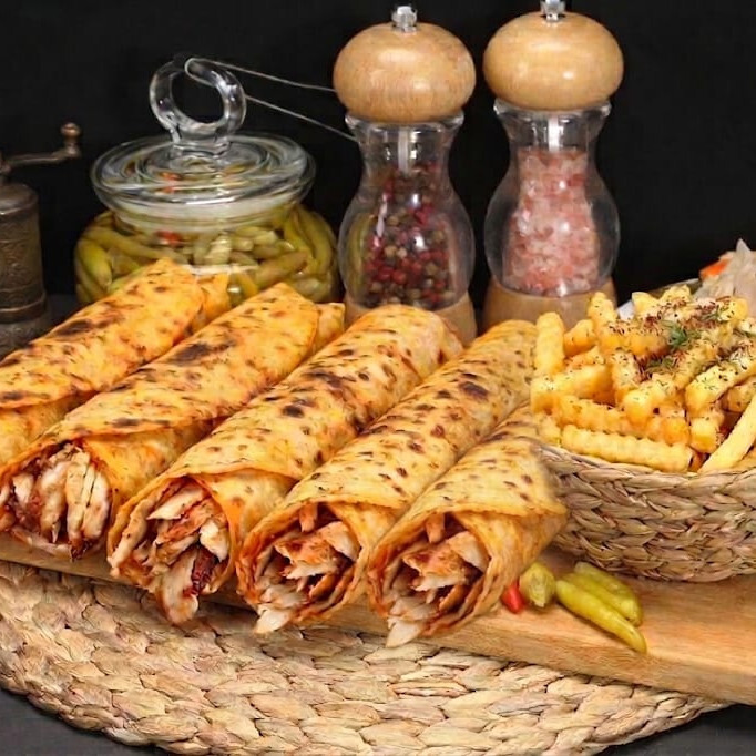 5 Adet Hatay Usulü Tavuk Döner Dürüm 100 gr + Patates Kızartması