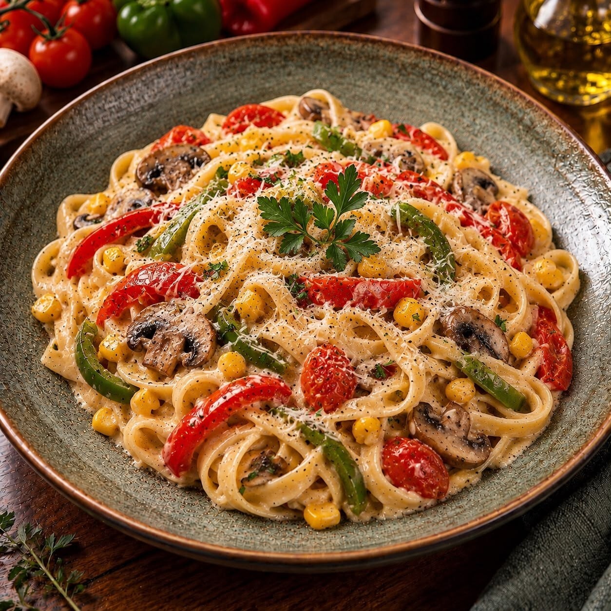 Tagliatelle Sebzeli Kremalı