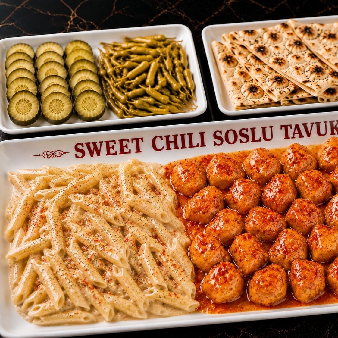 Sweet Chili Tavuk & Kremalı Penne Makarna