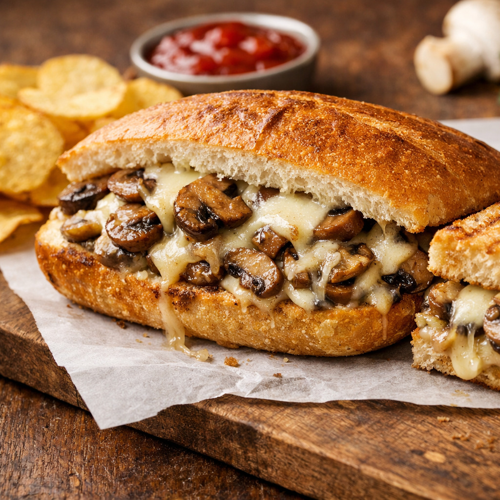 Yarım Ekmek Mantarlı Tost