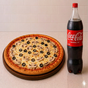 Büyük Boy Mantarlı Pizza & 1 Lt İçecek