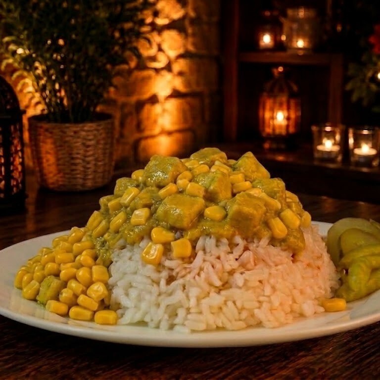 Kremalı Mısırlı Köri Soslu Tavuklu Pilav