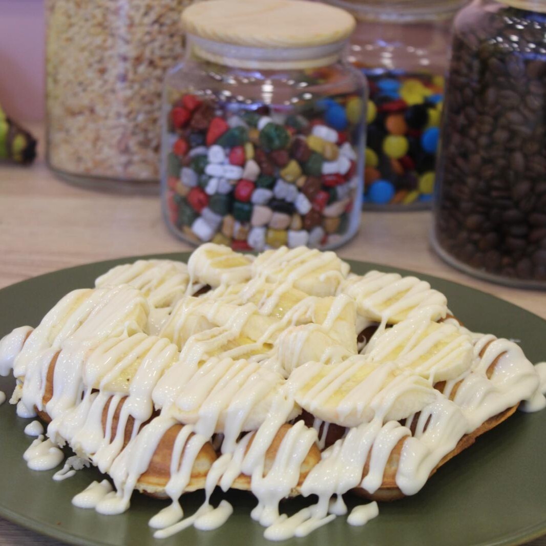 Beyaz Çikolatalı Muzlu Waffle( Bubble Hamur)