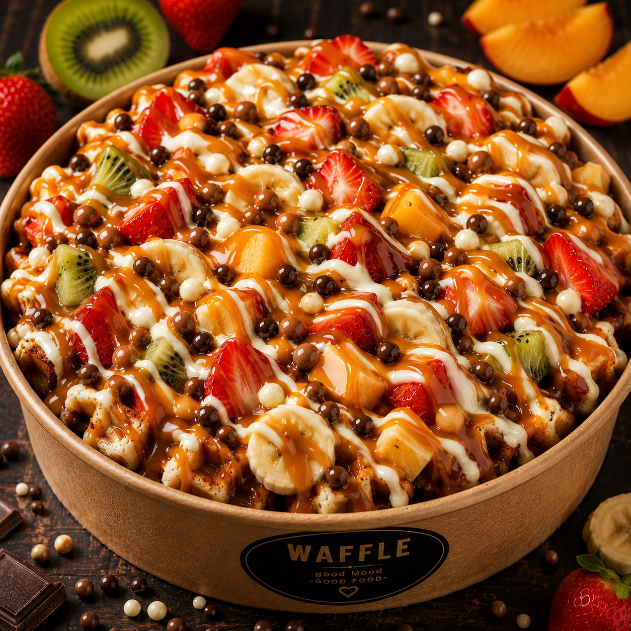 Karamel Soslu Waffle Kova