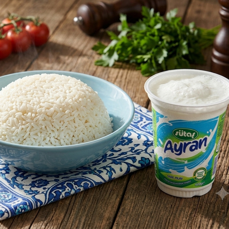 Sade Pilav (1,5 Porsiyon) + Ayran
