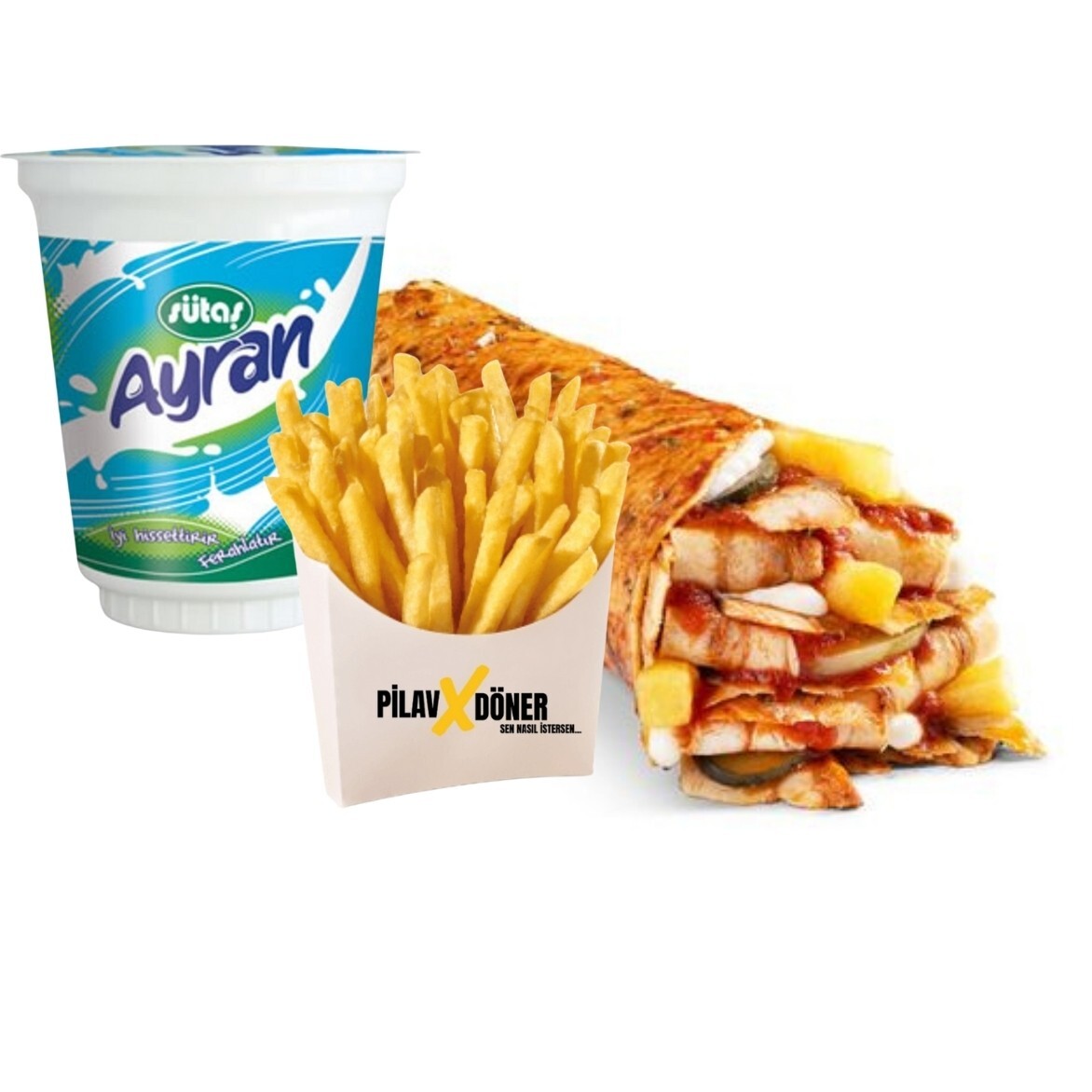 Tavuk Döner Dürüm Menü (XL)