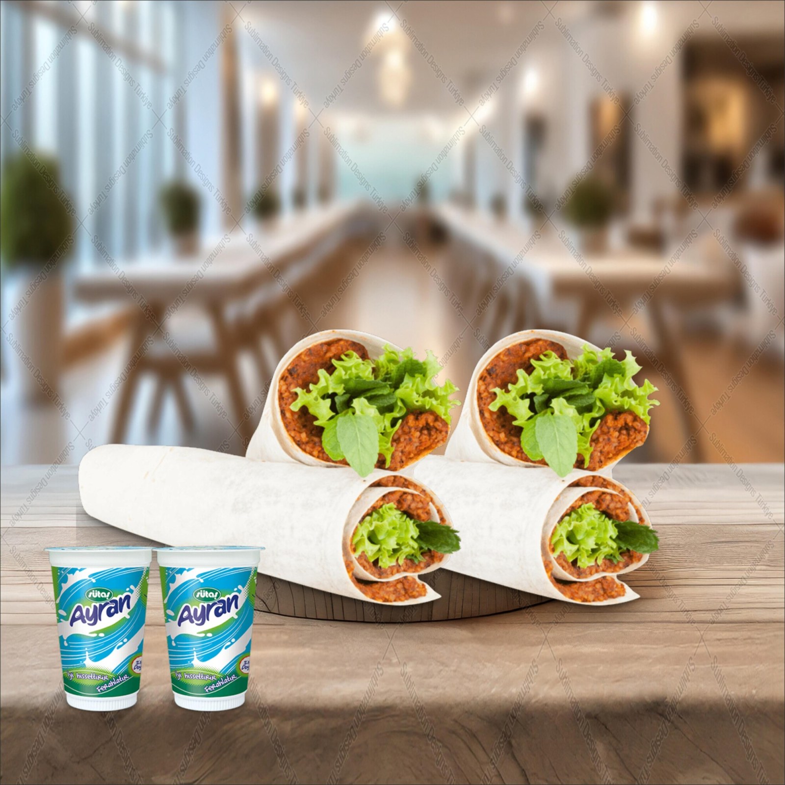 2 Mega Çiğ Köfte Dürüm + 2 Ayran