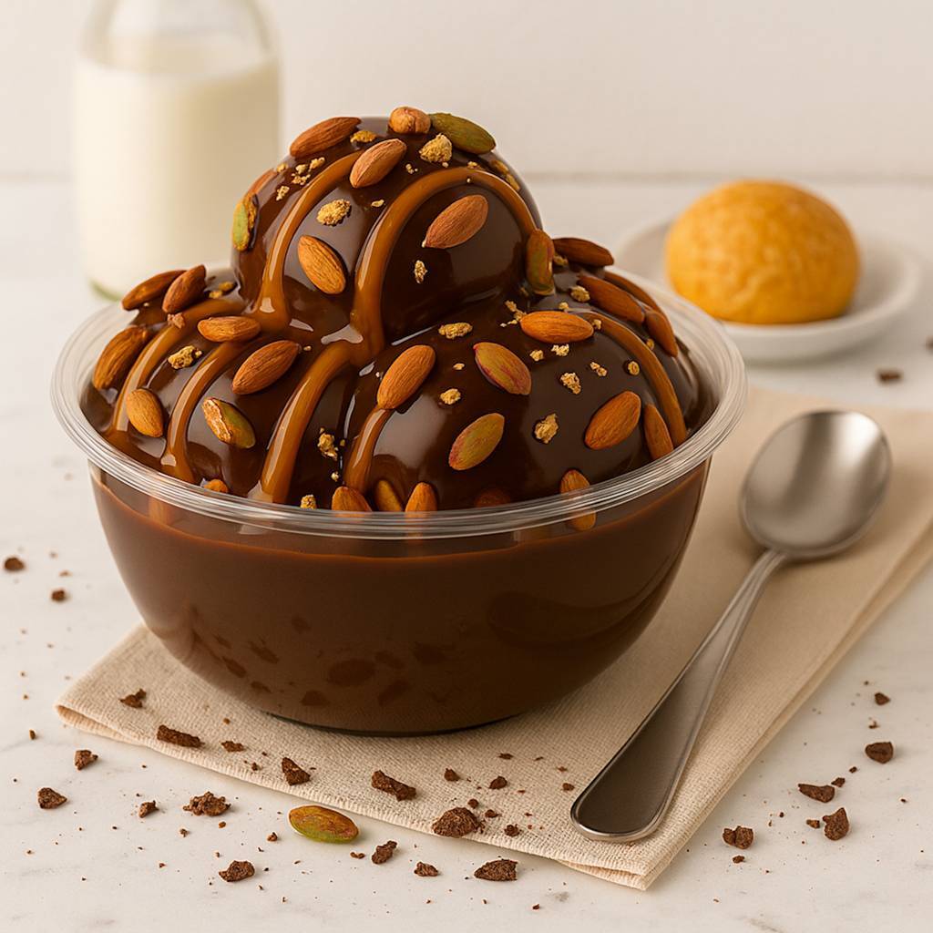 Karamel Soslu & Antep Fıstıklı Profiterol (250 Gr)