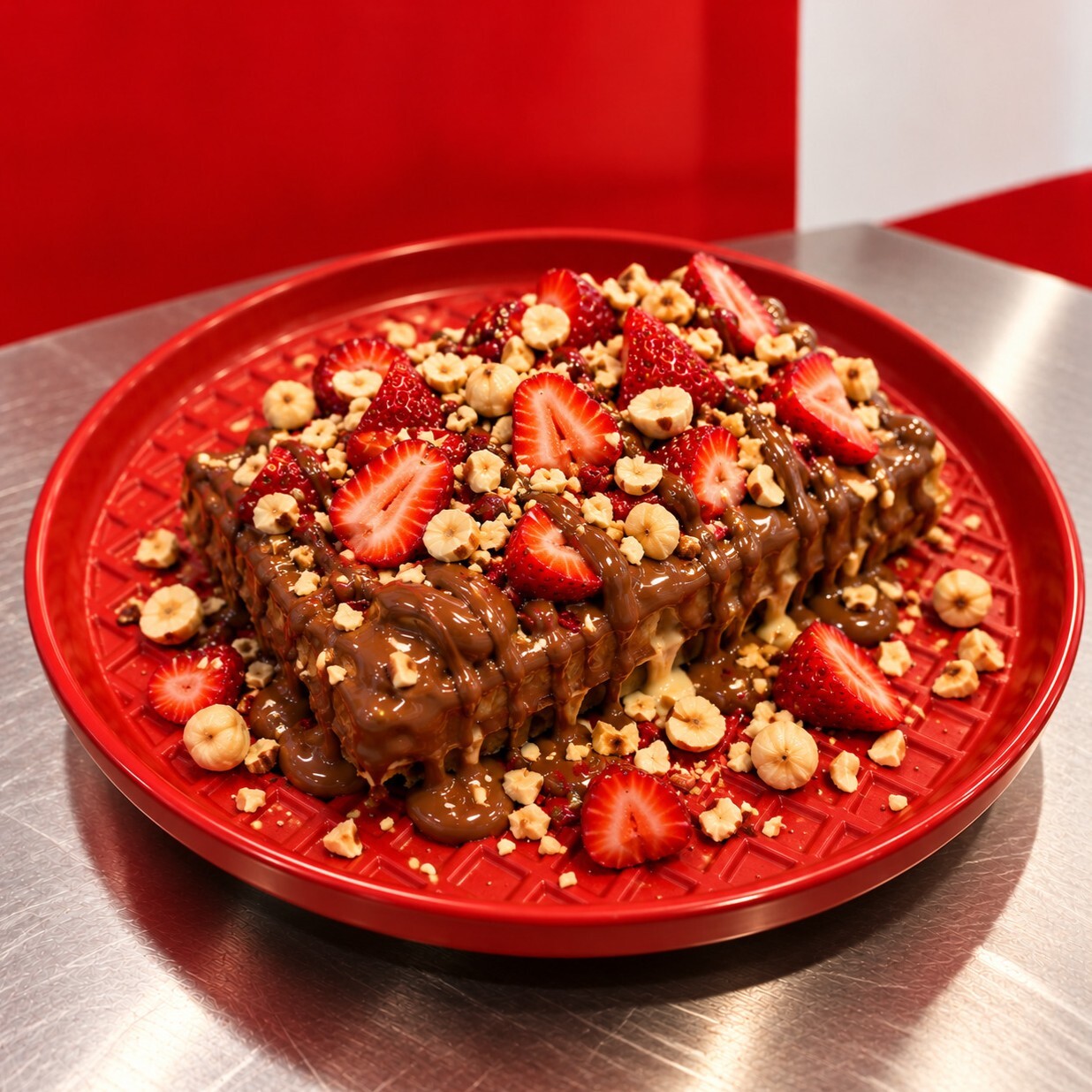 Strawberry Çikolata Waffle (Büyük Hamur)