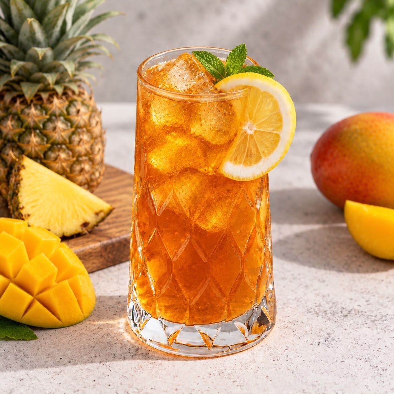 Ev Yapımı Mango & Ananaslı Ice Tea 330 ml (KCal 309,8)