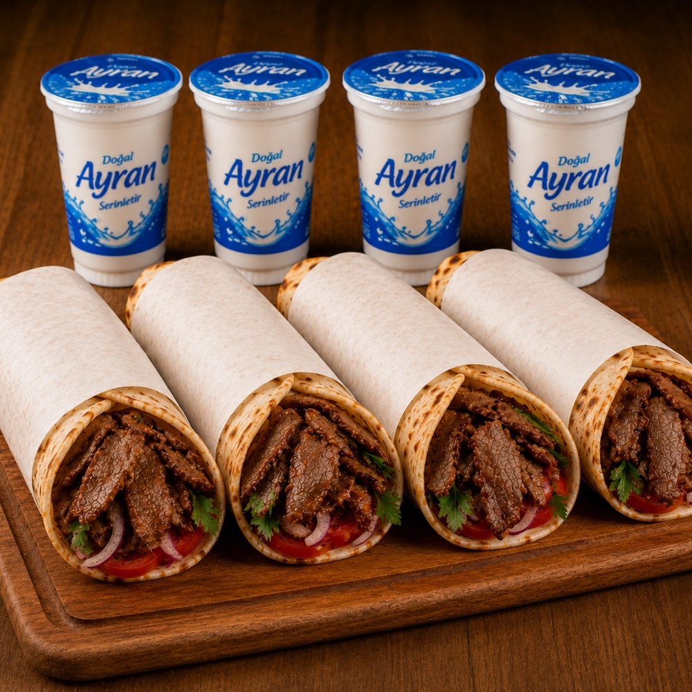 4'lü Et Dürüm + Ayran Menü
